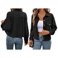 thumbnail image 3 of Chaquetas Informales de para Mujer, Chaquetas con Botones, Blusas de Larga de Moda para Otoño. Negro L, 3 of 7