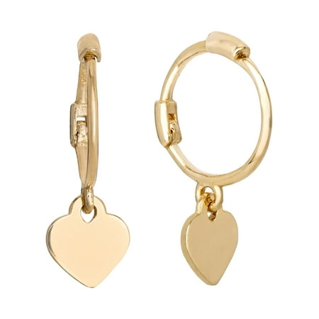 Brilliance Fine Girls/Tween 14Kt Yellow Gold Heart Hoop Earrings