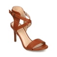 thumbnail image 1 of New Women Wild Diva Savvy05 Leatherette Peep Toe Criss Cross Low Stiletto Sandal, 1 of 5