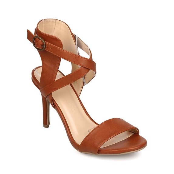 New Women Wild Diva Savvy05 Leatherette Peep Toe Criss Cross Low Stiletto Sandal