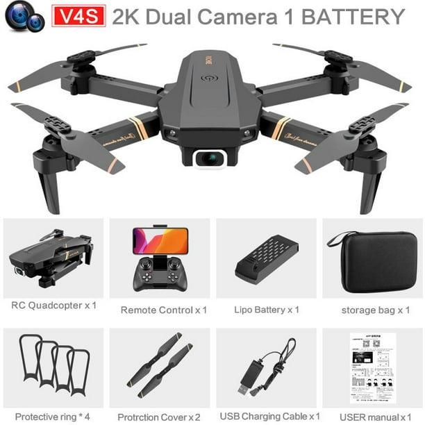 V4 Rc Drone 4k HD Cámara gran angular 1080P WiFi fpv Drone Cámara dual Quadcopter Transmisión en tiempo real Helicóptero Dron Juguetes de regalo Tan Jianjun unisex