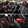 thumbnail image 4 of Binienty 14 Pack Automotive Seat Covers Front and Rear Full Set Gothic Skull and Red Rose Car Seat Covers Highback Bucket Seats Vehicle Bench Protectors with Armrest Cover Keychain Headrest Cover, 4 of 8