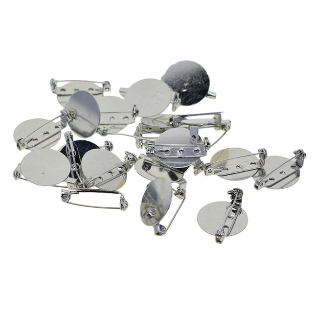 GUOOL 20PCS Extra Large Brooch Pin Back Base Pin DIY Jewelry Findings 20pcs Silver20mm