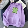 thumbnail image 2 of jsaierl Womens Cute Cartoon Frog Print Hoodies Long Sleeve Pullover Drawstring Hooded Sweatshirts, 2 of 3
