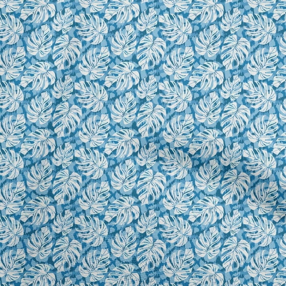 oneOone Polyester Spandex Medium Blue Fabric Tropical Craft Projects Decor Fabric Printed By The Yard 56 Inch Wide