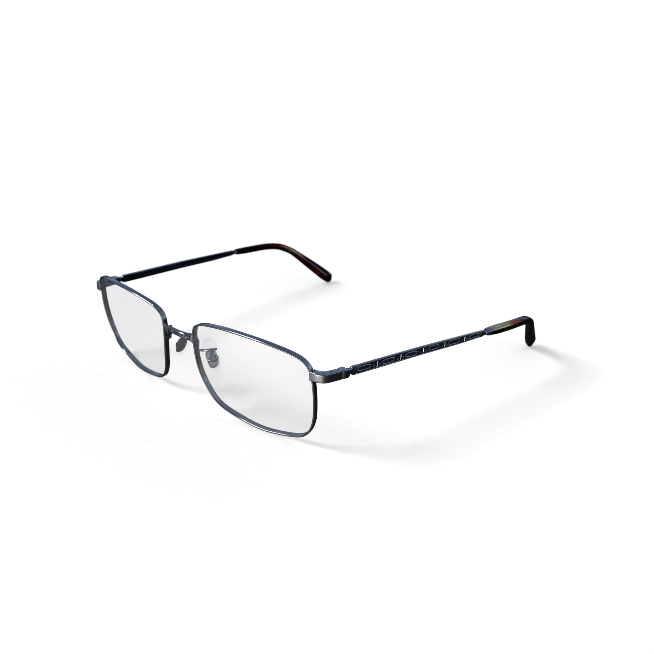 Ray-Ban Prescription Eye Glasses with Rectangle Frames and Case, Polished Gunmetal, Size 57