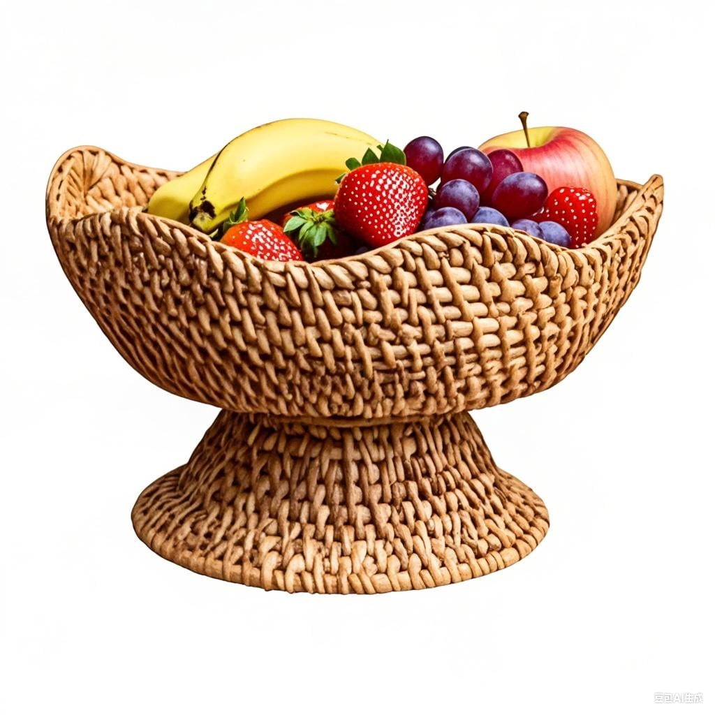 Summer Clearance Rattan Fruit Bowl Footed,Ornate Woven Basket for Kitchen Decor 25cm