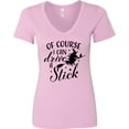 thumbnail image 3 of Inktastic Of Course I Can Drive a Stick with Witch Women's V-Neck T-Shirt, 3 of 5