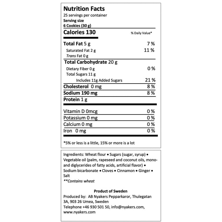 Nyakers Ginger Snaps Nutrition Facts edu.svet.gob.gt