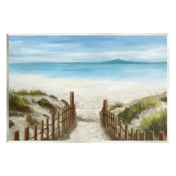 Stupell Industries Beach Pathway to Shore Nature Painting Unframed Art Print Wall Art, 15 x 10
