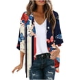 thumbnail image 3 of Frostluinai Kimonos for Women Lightweight Summer Cardigan Casual Loose Beach Swim Cover Up 3/4 Sleeve Open Front Chiffon Cardigans, 3 of 6