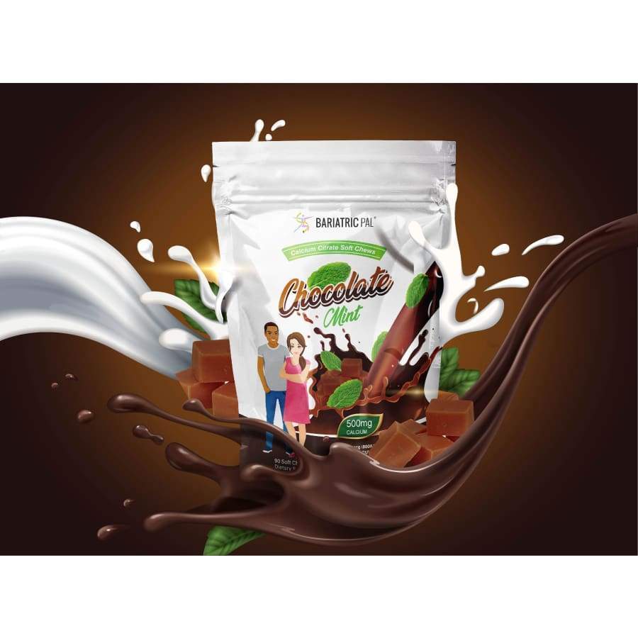 BariatricPal Sugar-Free Calcium Citrate Soft Chews 500mg with Probiotics - Chocolate Mint Size: 90ct