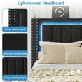 thumbnail image 5 of Queen Bed Frame with Headboard and LED Lights, SYNGAR Platform Bed Frame with Storage Drawers and USB Port, Upholstered Bed Frame with Wood Slat, Rivet Decoration, No Box Spring Needed, Black, 5 of 9