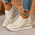 thumbnail image 2 of Womens Platform Wedge Slip on Walking Shoes Breathable Heart Hollow out Leather Fall Casual Loafers Sneakers, 2 of 6