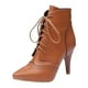 thumbnail image 1 of NECHOLOGY Botas Mujer Adulto Femenino Zapatos Botines para mujer 2023 Comercio exterior europeo y americano Moda Versátil Retro Flor hueca Frente con cordones Tacón Botas para mujer (Brown, 9), 1 of 6