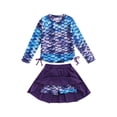 thumbnail image 1 of Sedceaty Girls Causal Two-piece Bathing Suit, Floral/ Fish Scale Print Long Sleeve Swimming Tops and Pantskirt, 1 of 9