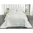 thumbnail image 2 of Ambesonne Floral Quilted Coverlet 3 Pcs, Pink Blossom Flower, King Size, White and Pink, 2 of 4