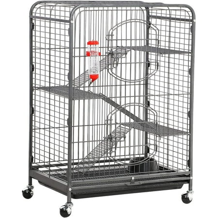 37-inch Metal Ferret Chinchilla Rabbit Guinea Pig Cage Small Animals House 4 Levels Indoor Outdoor Black