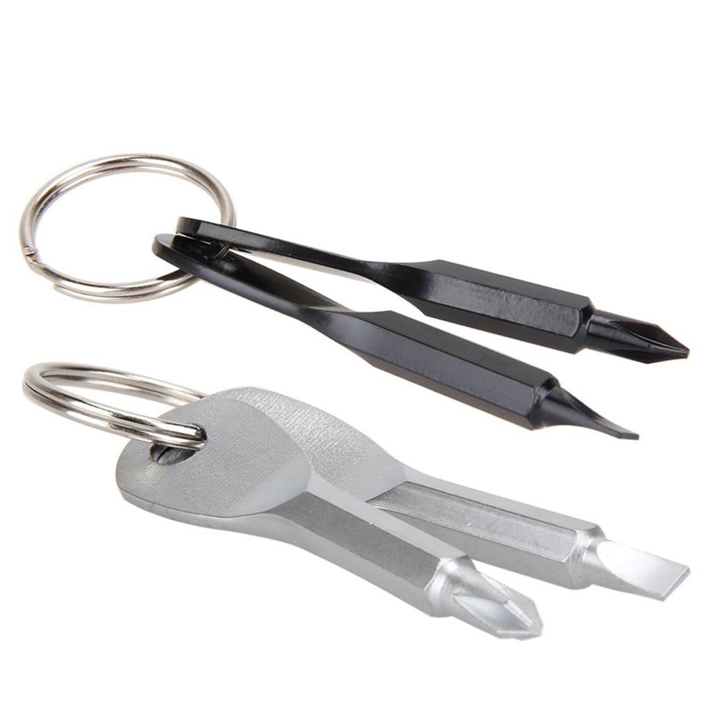 2Pcs/set Multi ToolKey Ring Screwdriver Outdoor Pocket Tool Set With Keychain JP