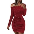 thumbnail image 2 of OSFVNOXV Velvet Dress for Women Plus Size Cocktail Dress Glitter Sparkly Wrap Flared Business Dress with Straps, 2 of 6