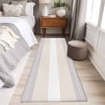 thumbnail image 5 of Gray Beige Stripe Large Area Rugs for Bedroom Living Room, Soft Non Slip Carpet Bedside Rug, Modern Art Horizontal Striped Rectangular Floor Cover Kitchen Accent Rug 2'x6' for Dining Room/Office, 5 of 9