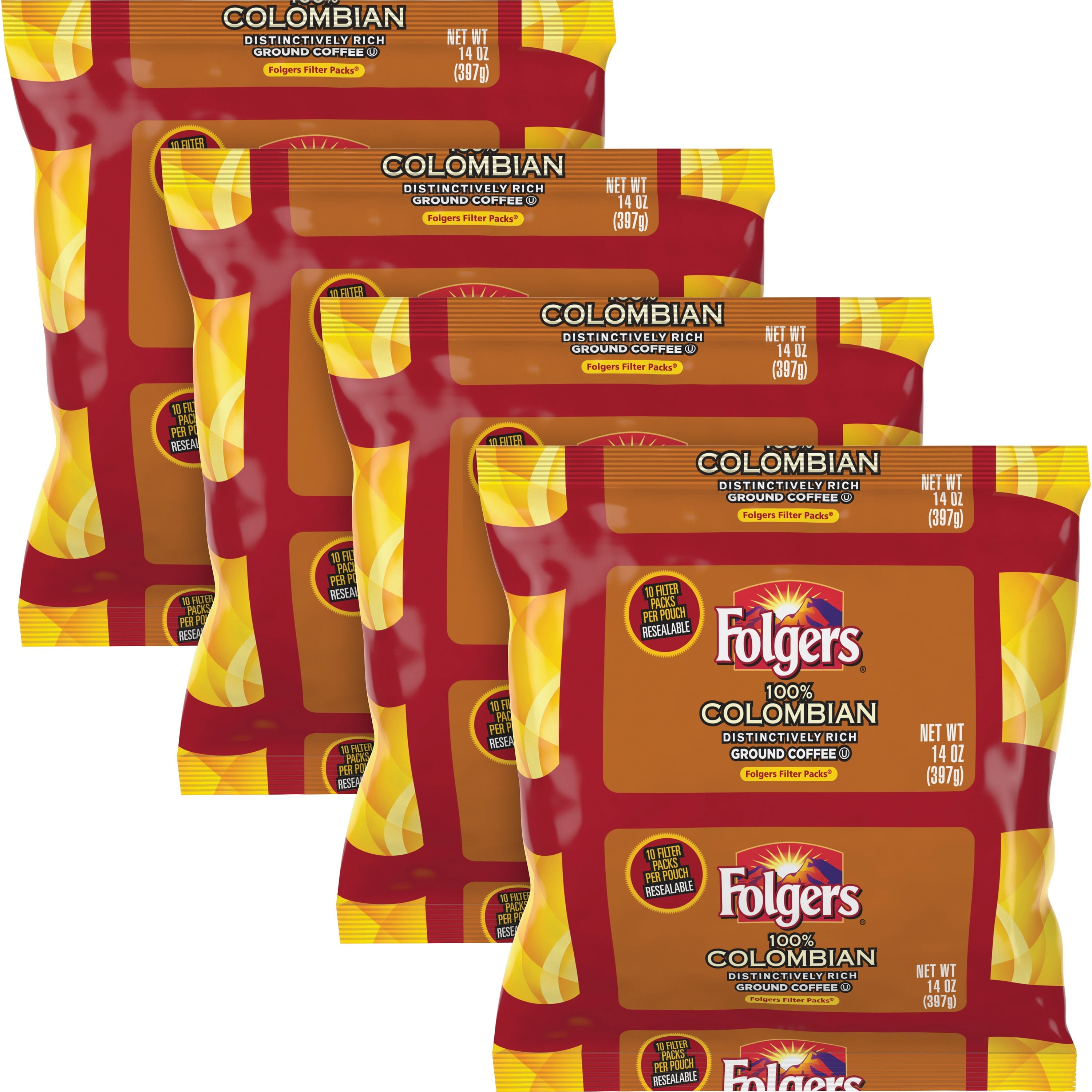 Folgers, FOL10107, Colombian Ground Coffee Filter Packs, 40 / Carton
