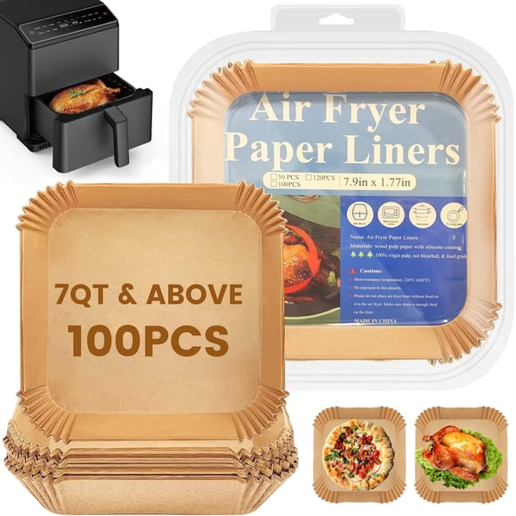 8 in Air Fryer Disposable Square Paper Liners, Oil Resistant Waterproof Food Grade Parchment Paper Liner Baking Paper Filter Paper Accessories for 4~8 QT Corsori Ninja Air Fryer Microwave