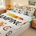 thumbnail image 3 of Erosebridal Cartoon Camping Theme Zipper Twin Comforter Sets with Fitted Sheet and 2 Pillowcases, Camper Arrow Bonfire Zipper Bedding Set, Reversible, 3 of 7
