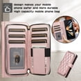 thumbnail image 2 of ELEHOLD Leather Wallet Case for Samsung Galaxy Z Fold 3 with Zipper Card Wallet Pocket Magnetic Buckle Stand Function Detachable Crossbody Metal Chain Strap Lanyard Shockproof Case,rosegold, 2 of 8