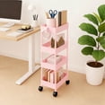 thumbnail image 6 of Pinksheep Slim Rolling Storage Cart, 4Tier Bathroom Organizer Utility Carts Shelving Unit with Wheels for Kitchen, Pink, 6 of 9