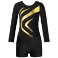 thumbnail image 5 of Alvivi Kids Girls Ballet Dance Long Sleeve Gymnastics Leotard with Booty Sports Tracksuit Dancewear Gold 4, 5 of 7