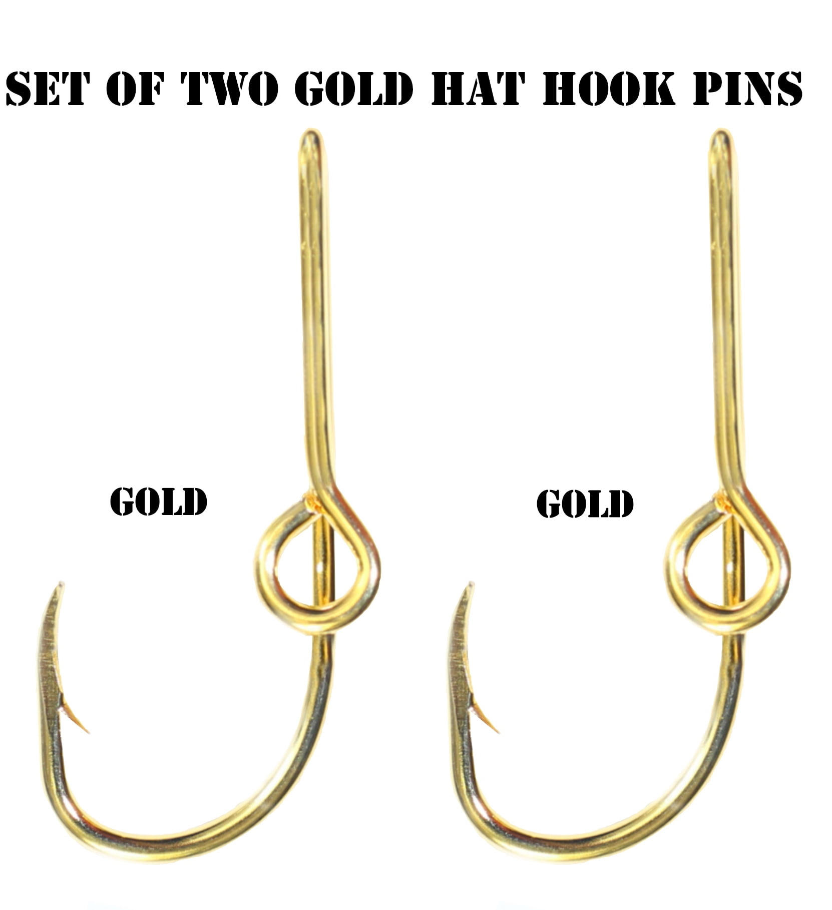 Eagle Claw Hat Fish Hook (Set of Two Gold Hat Hook pins) Plus a FREE