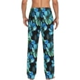 thumbnail image 2 of FREEAMG Blue Flowers Pajama Pants for Men, Men's Separate Bottoms, Comfortable Sleep Lounge Pj Pants, 2 of 7