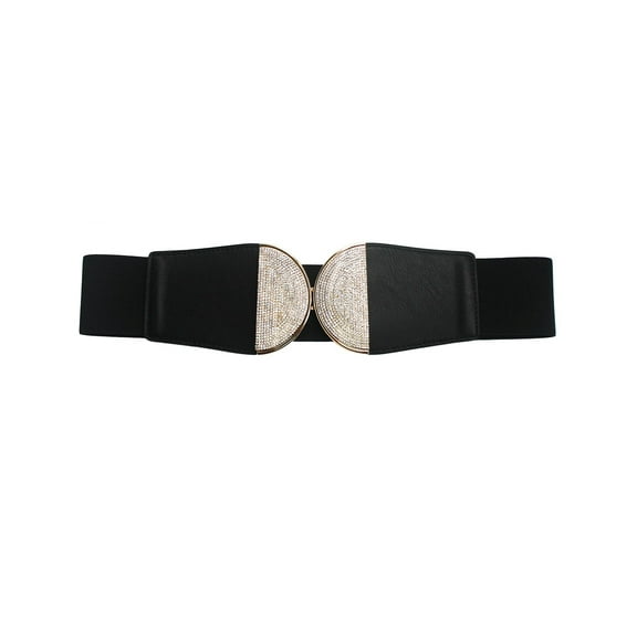NYFASHION101 Women's Stretch Waist Belt w/ Stone Stud Round Front Closure