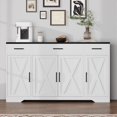 thumbnail image 4 of 4-door moderno estilo rural buffet gabinete con almacenamiento cajón y adjustable estante-perfect para kitchen dining room (blanca & negra), 4 of 9