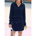 thumbnail image 4 of Two Piece Sets for Women 2025 Casual Tracksuit Sweatshirt Skorts Matching Set Lounge Tennis Jogger Sweat Suits Navy M, 4 of 7