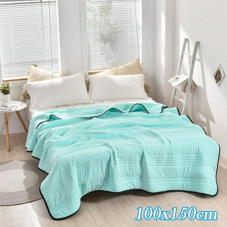 Pure Color Washed Cotton Air Conditioner Quilt Water Green 100X150 The Ultra Cooling Blanket for Full Twin Beds Ultra Soft Washable Blankets for