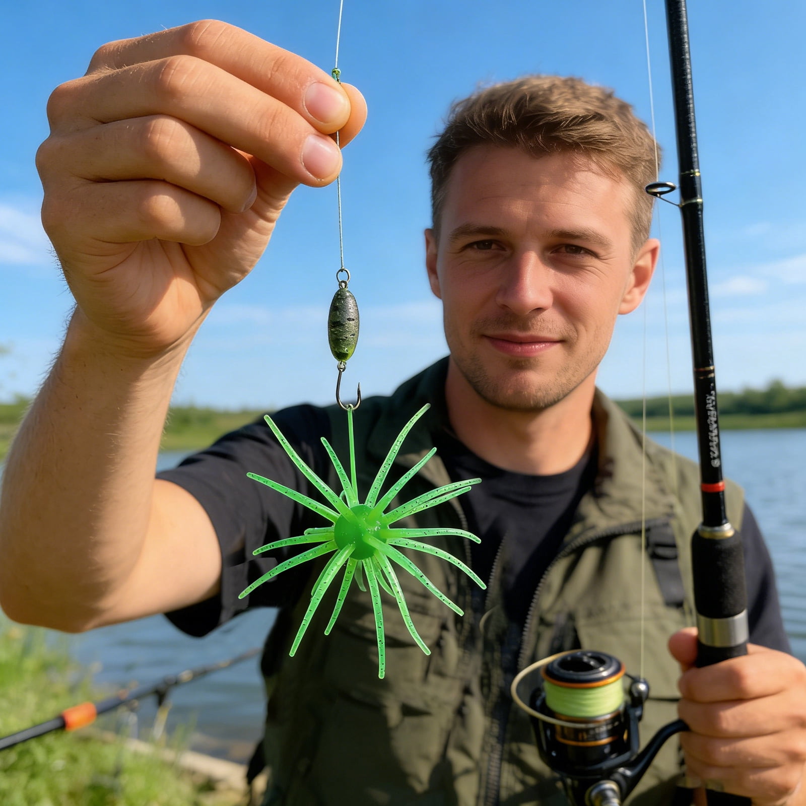 TPE Biomimetic Sea Urchin Fishing Bait – Urchin-Style Soft Lure with Lifelike Action – Floating Bass Fishing Bait – 6 Colors Available – 1 Piece