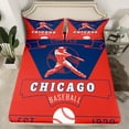 thumbnail image 2 of jejeloiu Boys Baseball Game Queen Sheet Sets,Chicago City Flat Sheet,Red Blue White Queen Fitted Sheet For Teens Boy,Microfiber Bedroom Decor,4pcs, 2 of 7