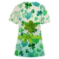 thumbnail image 2 of TopLLC Blouses Médicales Grande Taille pour Femmes Mode Imprimée pour la Saint-Patrick Col en V Manches Courtes avec Poche Blouse de Travail Décontractée pour Infirmières en Liquidation, 2 of 3
