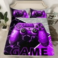 thumbnail image 2 of Feelyou Modern Game Gamer Full Size Sheets, Cartoon Gamepad Purple Bed Sheets, Teens Kids Boys Girls Sheet Sets, Ultra Soft Bedroom Decor, 4 Pieces, 2 of 7
