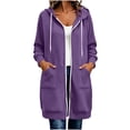thumbnail image 3 of SwiftWear Women's Zip Up Hoodie Oversized Long Tunic Bucket Pocket Sweatshirt Full Length Casual Drawstring Coat, 3 of 9