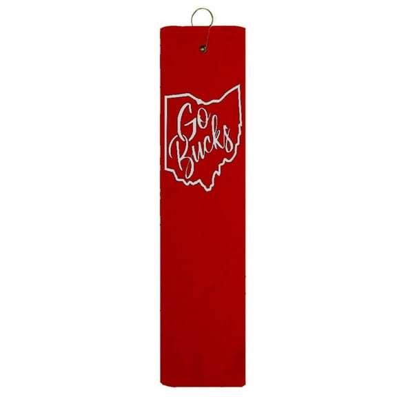 State of Ohio Go Bucks Tri-fold Golf Towel With Grommet & Hook Club Ball Tee Golfing Gift Birthday 15" x 18"