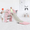 KINSUITE 3 in 1 Toddler Slide Kids Climbe Slide Set with Basketball Hoop Pink