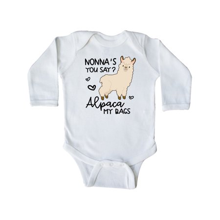 

Inktastic Nonna s You Say Alpaca My Bags Gift Baby Boy or Baby Girl Long Sleeve Bodysuit