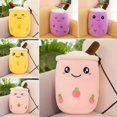 thumbnail image 2 of PENGXAING Milk Tea Cup Pillow Soft Cartoon Bubble Tea Cup Shape Smiling Face Color Matching Fully Stuffed Elastic Couch Car Seat Decor Bed Companion Pillow Doll, 2 of 6