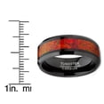 thumbnail image 3 of Metal Masters Mens Red Fire Crushed Opal Tungnsten Wedding Band Ring Black 8mm Comfort-Fit, 3 of 6