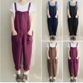thumbnail image 1 of Pantalones largos de mujer cómodos y de moda para primavera y verano, pantalones casuales confeccionados en algodón y lino, transpirables de talla grande., 1 of 5