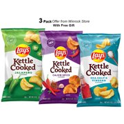 Lay's Kettle Cooked Sea Salt & Vinegar Potato Chips & Kettle Cooked Cajun Spice Flavored Potato Chips & Kettle Cooked Jalapeno Potato Snack Chips, 8 oz each (3 Pack) Free Gift from Winrock