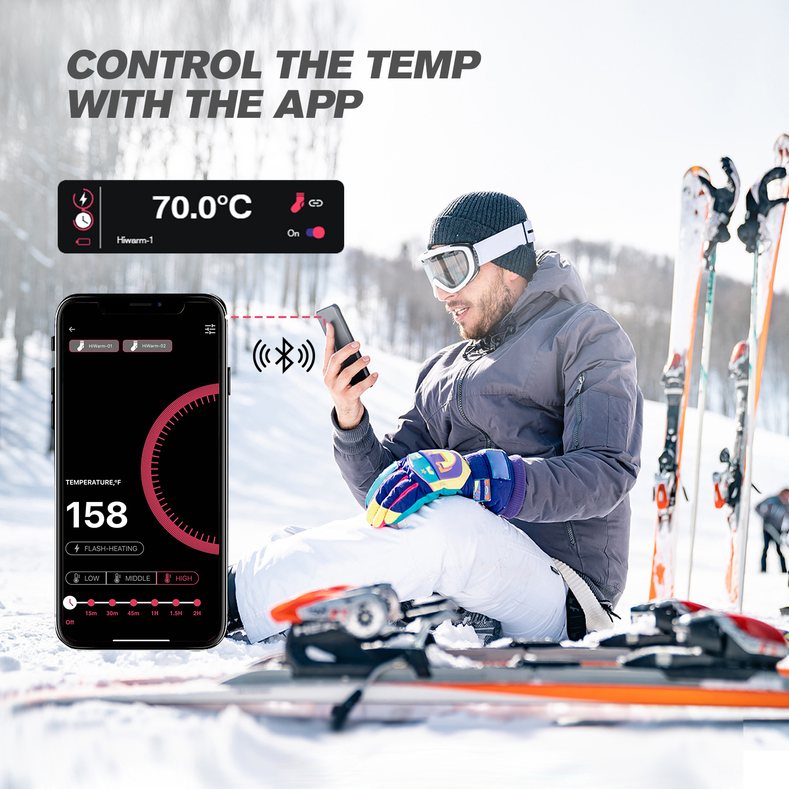 Heated Socks for Men Women,Rechargeable Heated Socks with 4 Heating Level,Battery Heated Socks Washable Electric Socks for Men Skiing Hunting Camping L